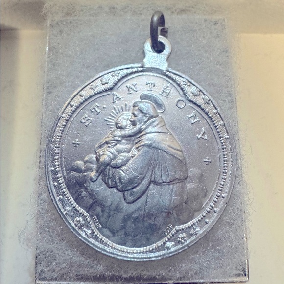 Saint Anthony Lady Carmel pendant antique extra large 38 mm catholic - Picture 2 of 2